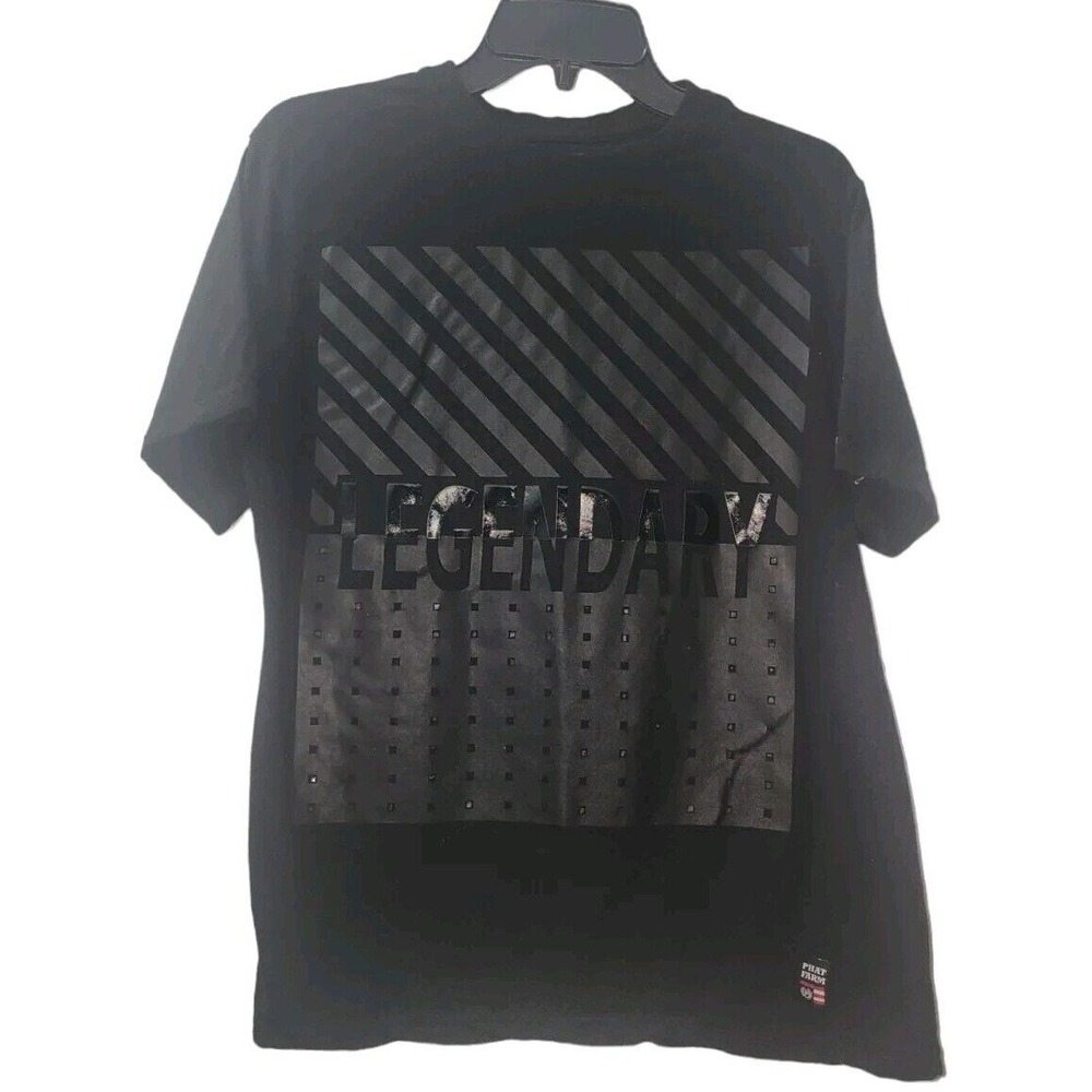 Phat Farm Legendary Graphic T-Shirt Black Striped Casual‎ Top Mens M